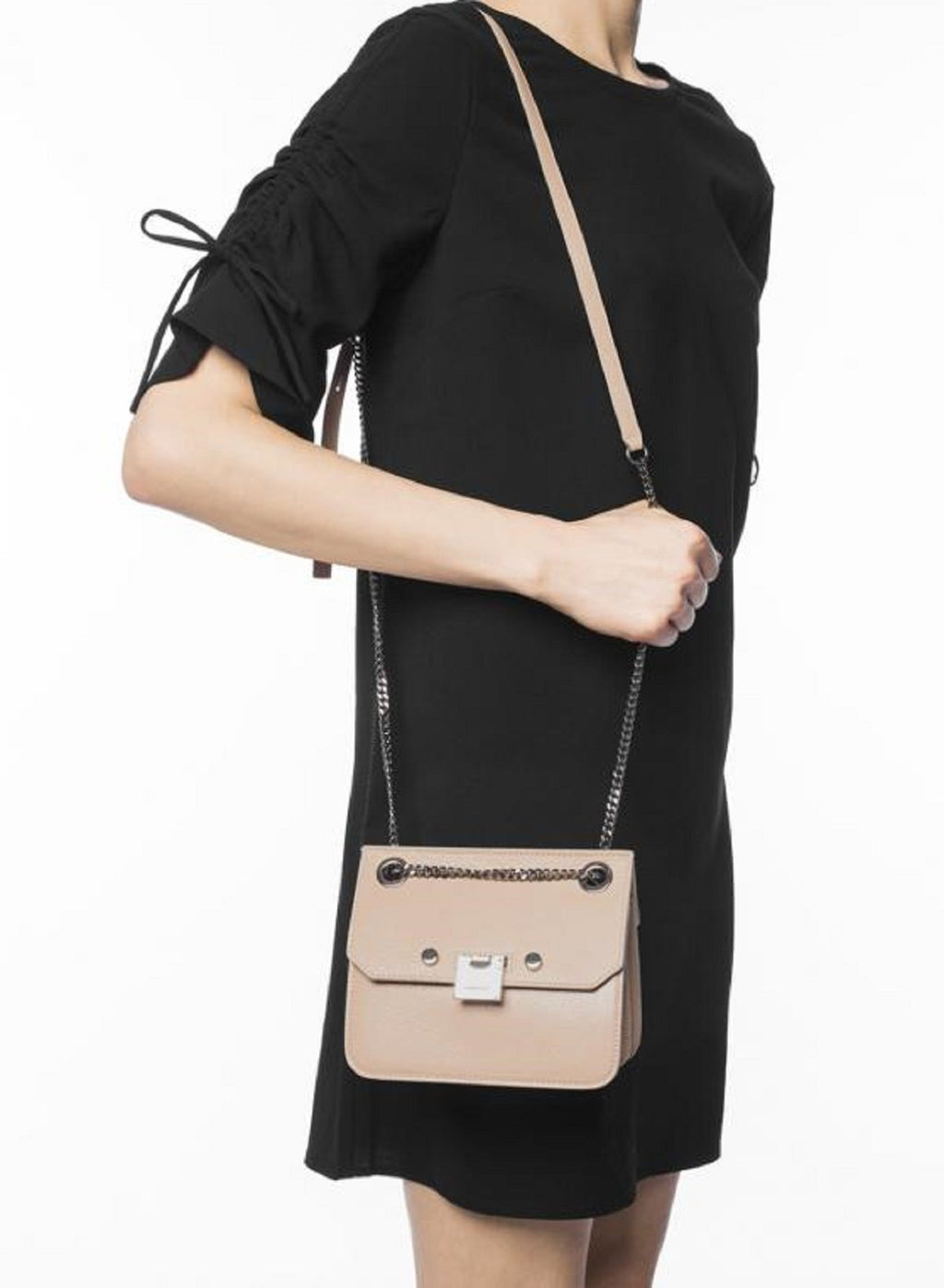 Jimmy Choo Mini Rebel Pink Crossbody Bag Silver Chain Strap REBEL/XB