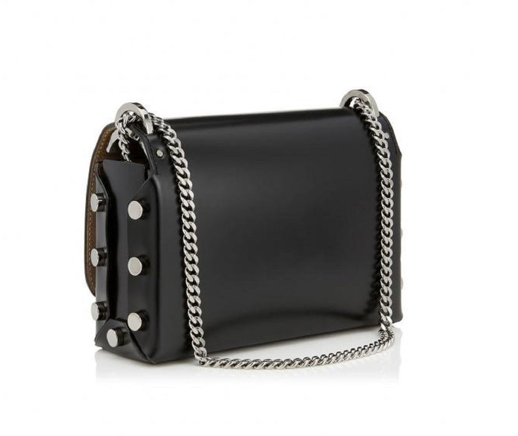 Jimmy Choo Lockett Petite Black Leather Gold Silver Studs JIK010003