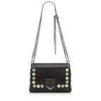 Jimmy Choo Lockett Petite Black Leather Gold Silver Studs JIK010003