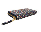 Miu Miu Portafaglio Lampo Blue Glace Flower Leather Wallet 5ML506