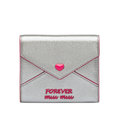 Miu Miu Silver Cromo Madras Forever Glitter Leather Heart Love Wallet 5MH014