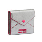 Miu Miu Silver Cromo Madras Forever Glitter Leather Heart Love Wallet 5MH014