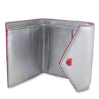 Miu Miu Silver Cromo Madras Forever Glitter Leather Heart Love Wallet 5MH014