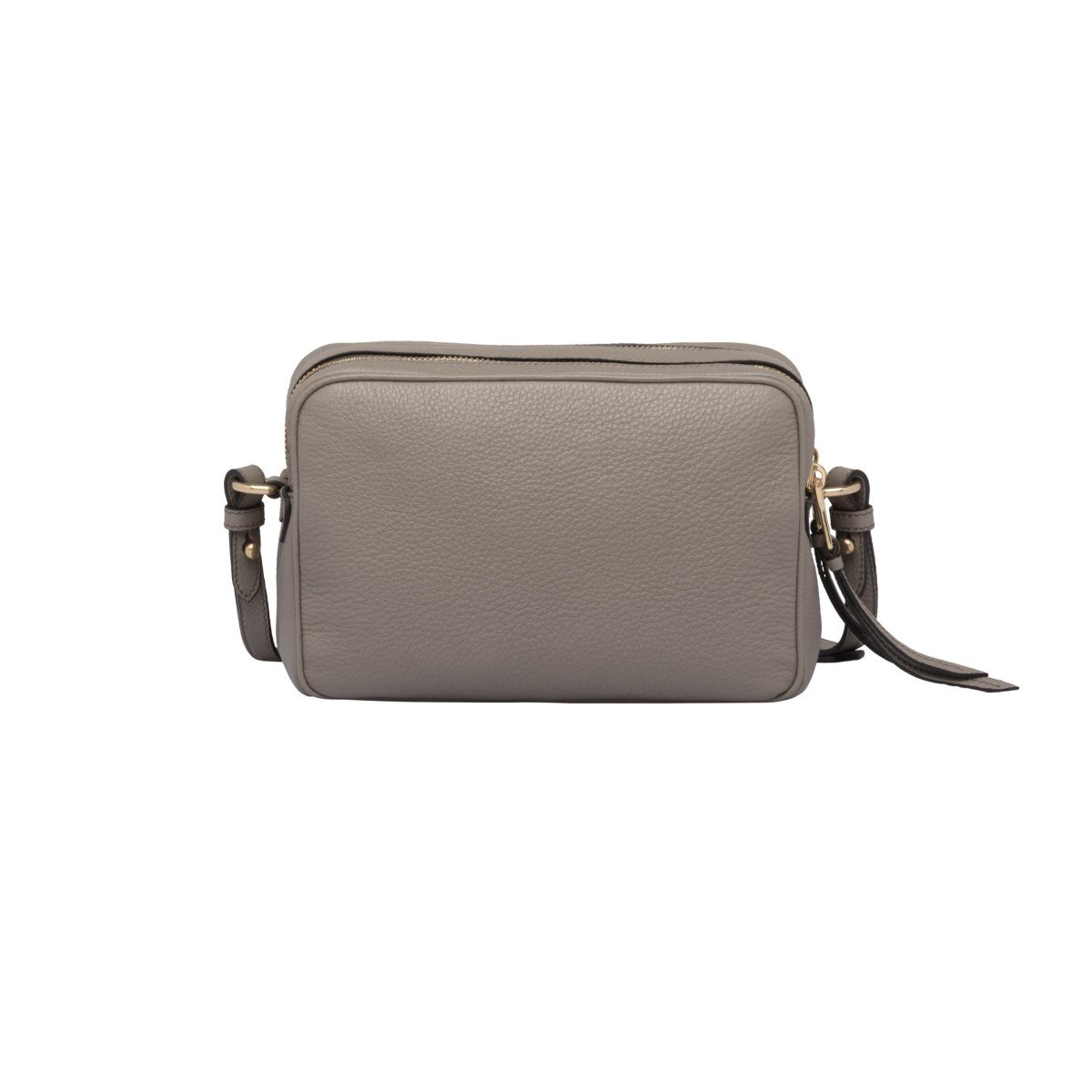Prada Argilla Grey Vitello Phenix Leather Double Zip Cross Body Bag 1BH079