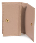 Prada Cammeo Beige Saffiano Leather Credit Card Holder Wallet 1MC122