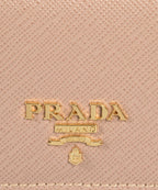Prada Cammeo Beige Saffiano Leather Credit Card Holder Wallet 1MC122