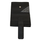 Prada Black Grey Vitello Grain Leather Card Case Bifold Wallet 2MC049
