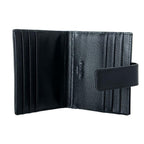 Prada Black Grey Vitello Grain Leather Card Case Bifold Wallet 2MC049