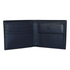 Prada Black Navy Vitello Micro Grain Leather Bifold Wallet 2MO738