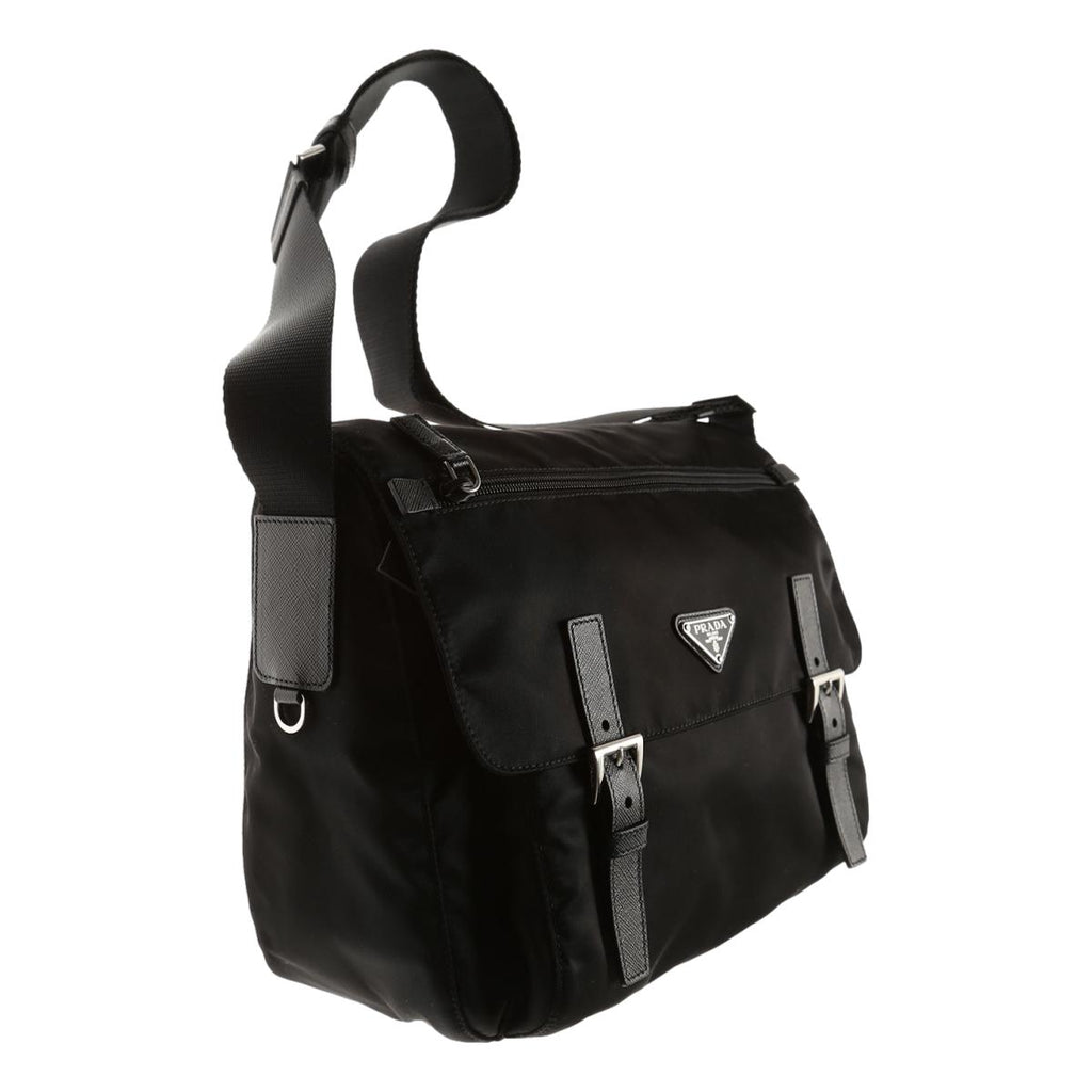 Prada Black Nylon Triangle Logo Messenger Bag 1BD671