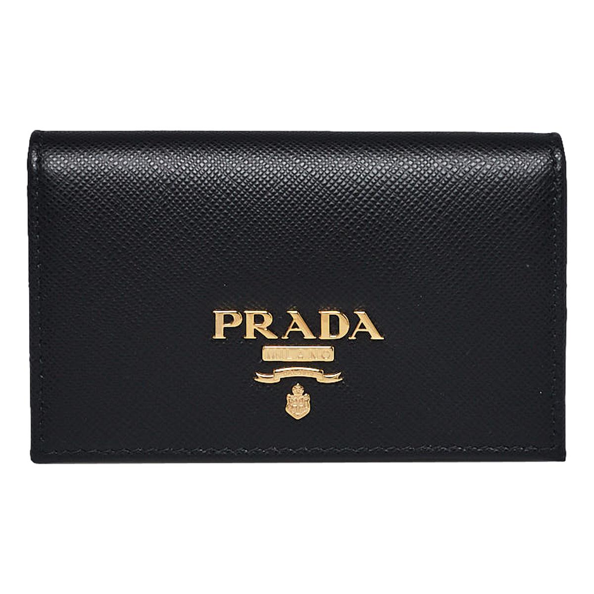 Prada Black Saffiano Leather Credit Card Case Wallet 1MC122