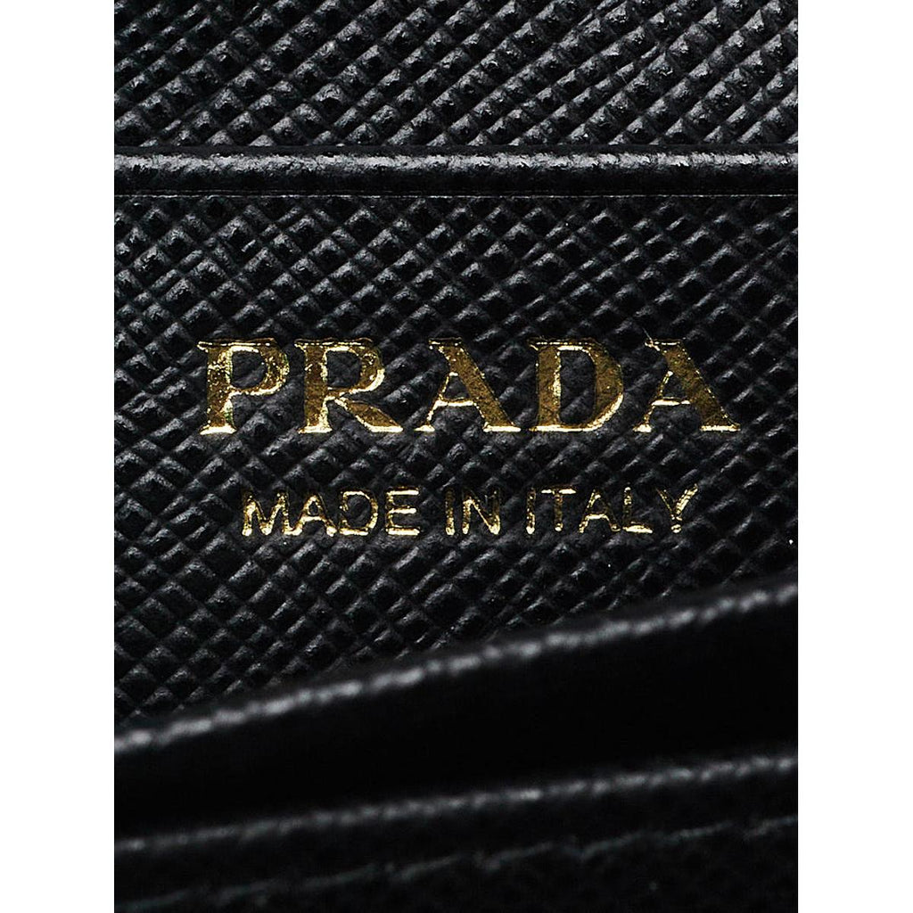 Prada Black Saffiano Leather Credit Card Case Wallet 1MC122