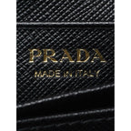 Prada Black Saffiano Leather Credit Card Case Wallet 1MC122