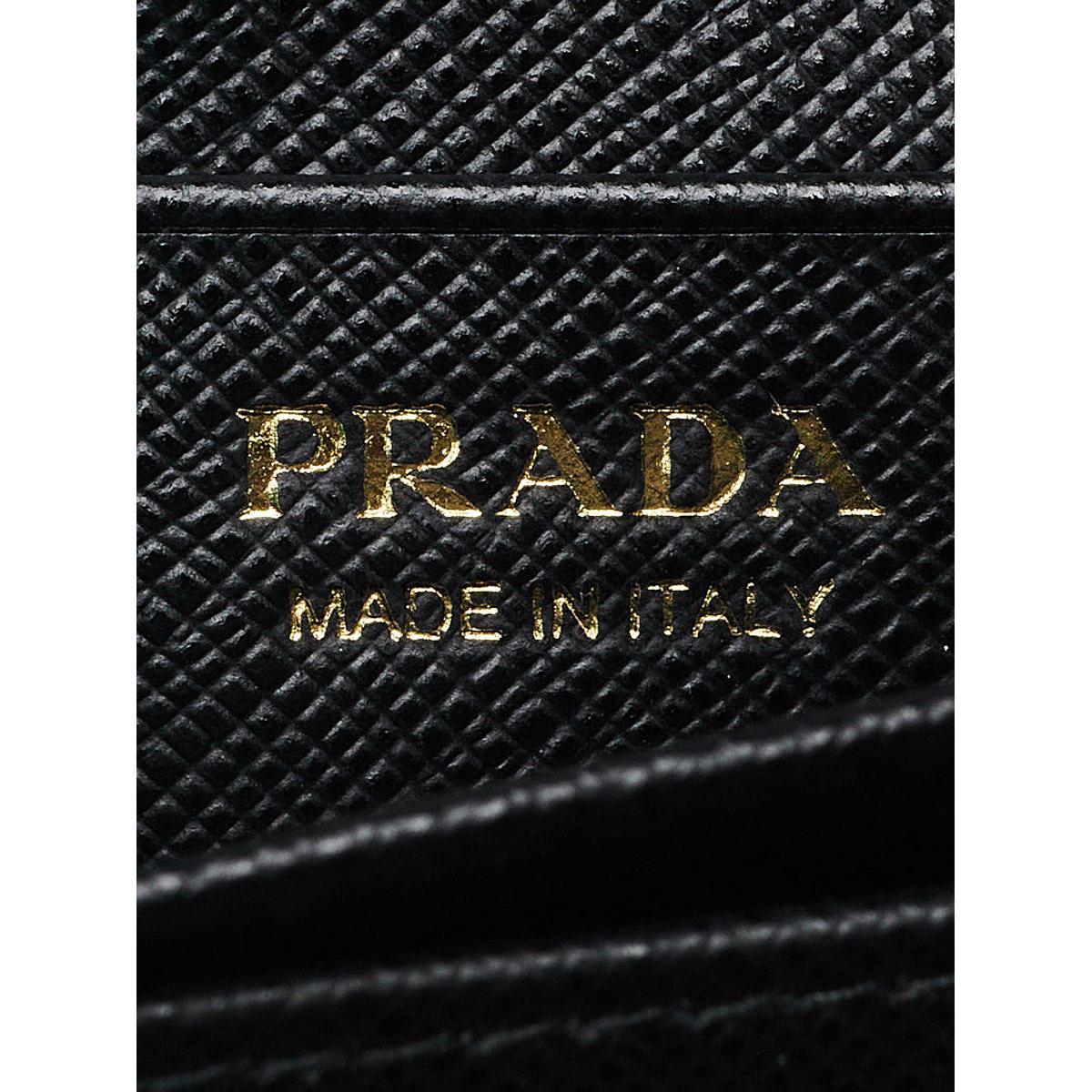 Prada Black Saffiano Leather Credit Card Case Wallet 1MC122