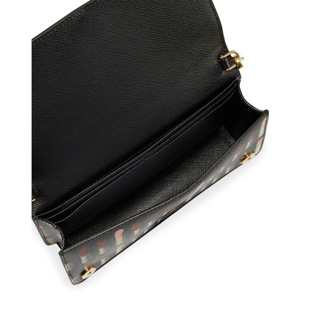Prada Black Saffiano Leather Lipstick Mini Cross Body Handbag 1DH044