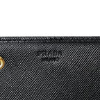 Prada Black Saffiano Leather Snap ID Holder Long Wallet 1MH132