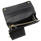 Prada Black Saffiano Leather Snap ID Holder Long Wallet 1MH132