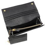 Prada Black Saffiano Leather Triangle Logo Continental Wallet 1MH132