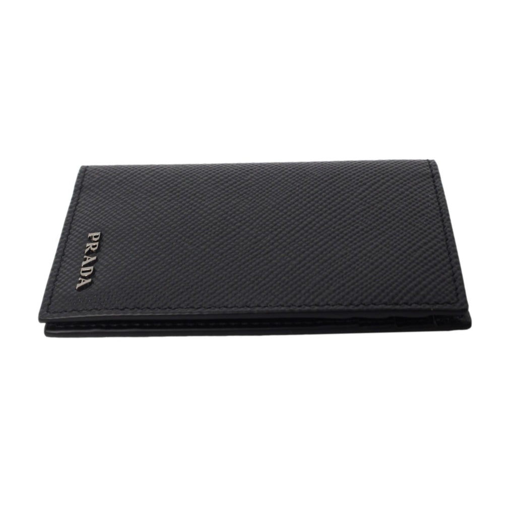 Prada Black Saffiano Leather Vertical Logo Card Holder 2MC101