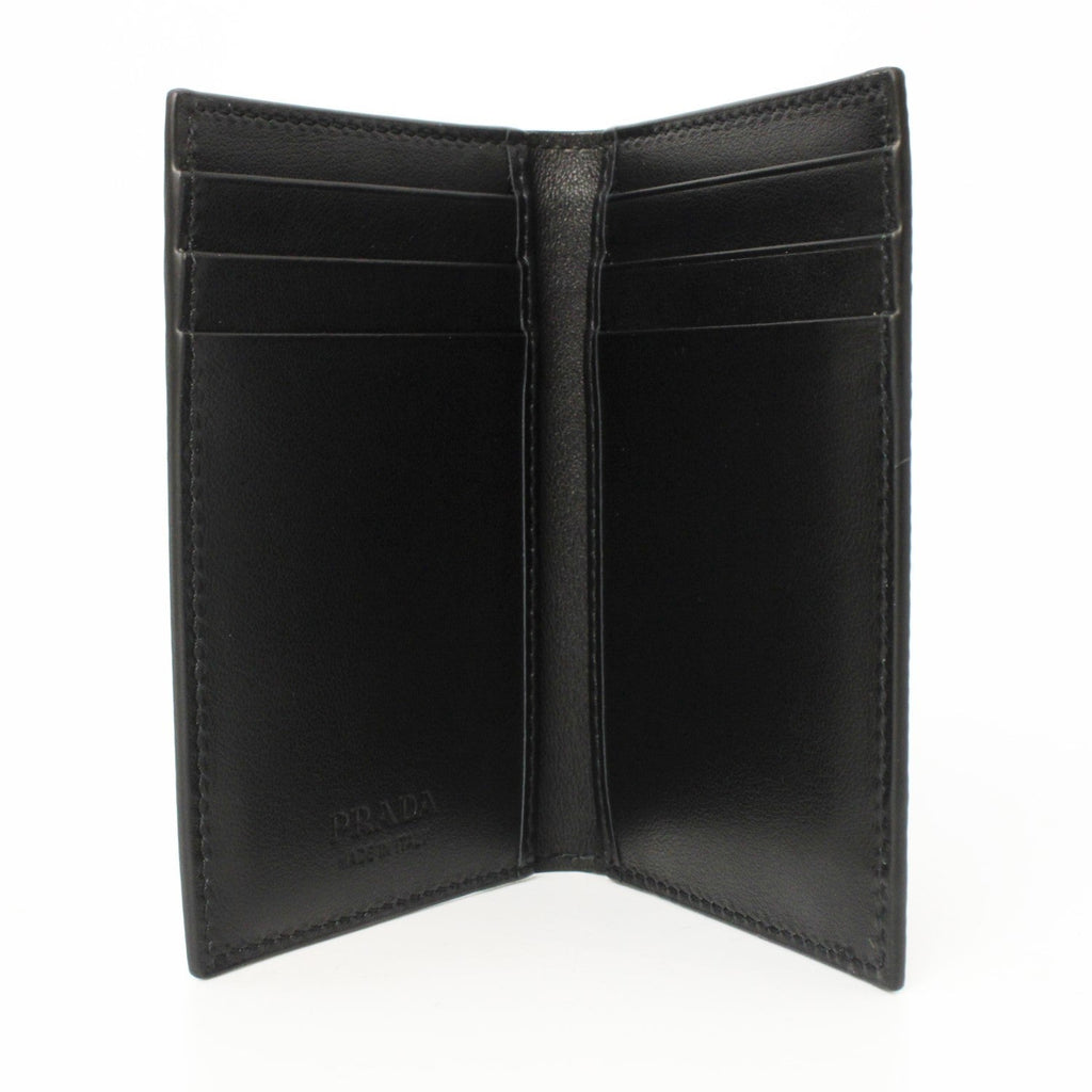 Prada Black Saffiano Leather Vertical Logo Card Holder 2MC101