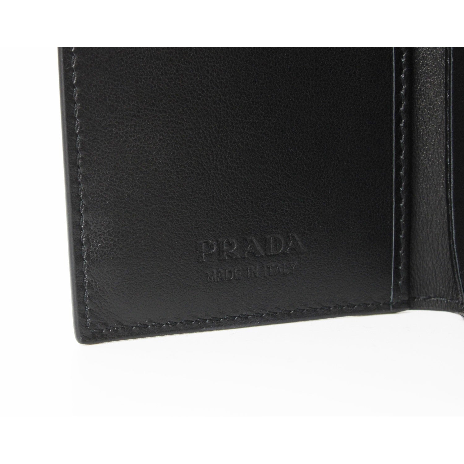 Prada Black Saffiano Leather Vertical Logo Card Holder 2MC101