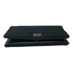 Prada Black Tessuto Nylon Calfskin Leather Wallet Clutch Bag 1MS001