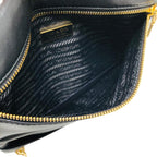 Prada Black Tessuto Nylon Calfskin Leather Wallet Clutch Bag 1MS001
