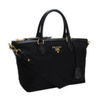 Prada Black Tessuto Nylon Leather Two-Way Satchel Handbag 1BA104