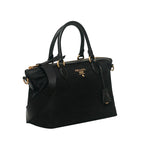 Prada Black Tessuto Nylon Leather Two-Way Satchel Handbag 1BA104