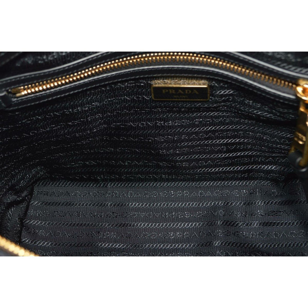 Prada Black Tessuto Nylon Leather Two-Way Satchel Handbag 1BA104