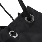 Prada Black Tessuto Nylon Triangle Logo Drawstring Bucket Bag 1NA369