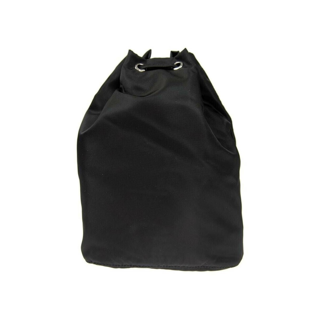 Prada Black Tessuto Nylon Triangle Logo Drawstring Bucket Bag 1NA369