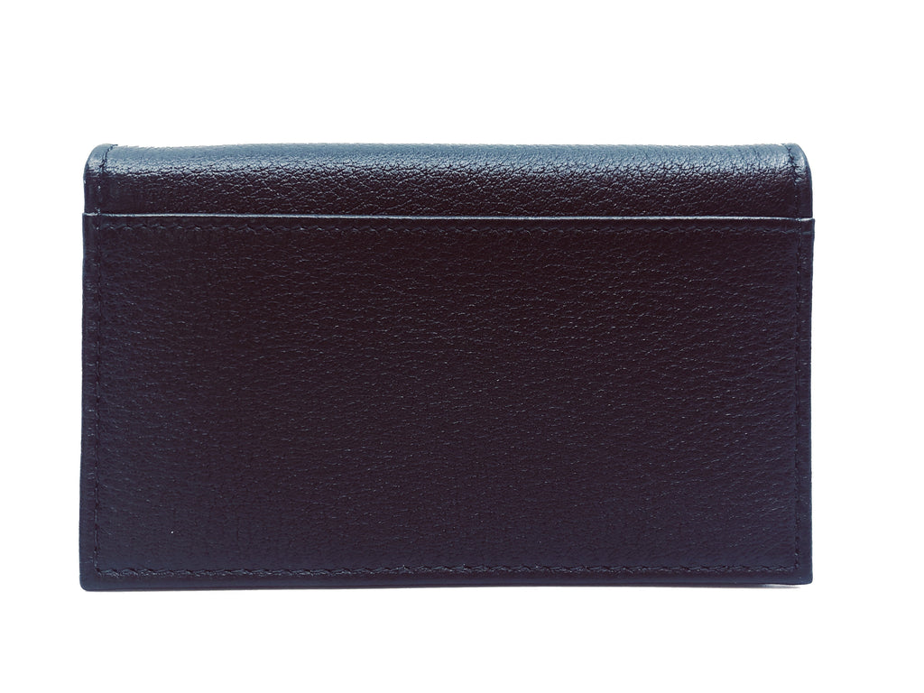 Prada Black Vitello Grain Soft Calf Leather Credit Card Case Wallet 1MC122