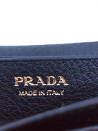 Prada Black Vitello Grain Soft Calf Leather Credit Card Case Wallet 1MC122