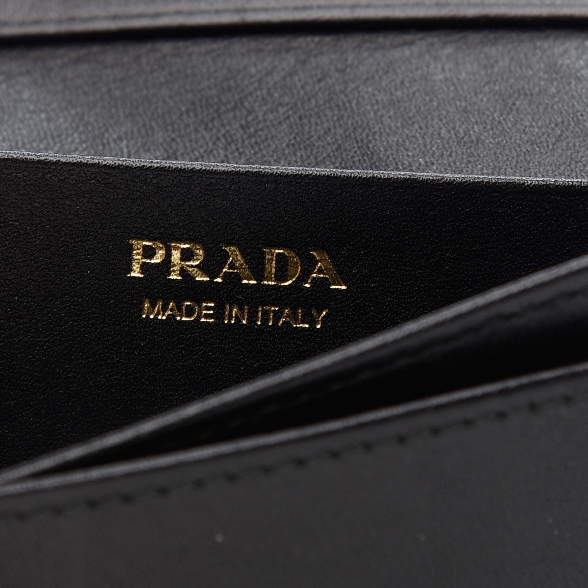 Prada Black Vitello Move Leather Card Case Wallet 1MC122