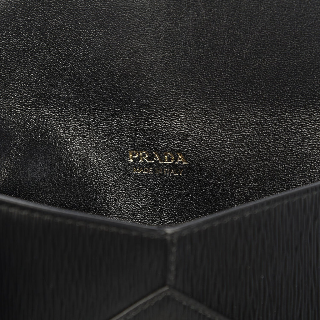 Prada Black Vitello Move Leather Long Envelope Wallet 1MF175