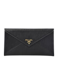 Prada Black Vitello Move Leather Long Envelope Wallet 1MF175