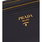 Prada Black Vitello Phenix Leather Double Zip Cross Body Bag 1BH079