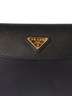Prada Tessuto Nylon Saffiano Trim Chain Black Cross Body Bag 1BH085