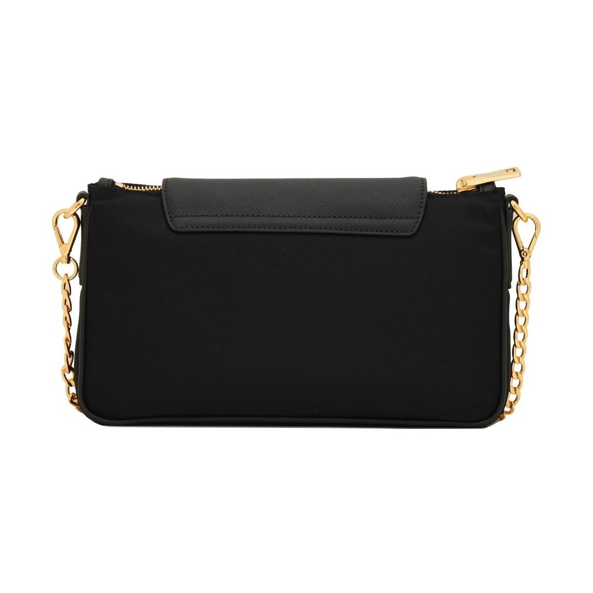 Prada Tessuto Nylon Saffiano Trim Chain Black Cross Body Bag 1BH085