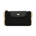 Prada Tessuto Nylon Saffiano Trim Chain Black Cross Body Bag 1BH085