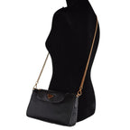 Prada Tessuto Nylon Saffiano Trim Chain Black Cross Body Bag 1BH085