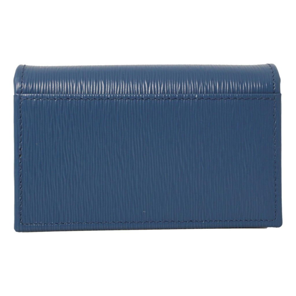 Prada Blue Vitello Move Leather Triangle Logo Card Case Wallet 1MC122