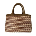 Prada Canapa Ecru Tan Woven Straw Tote Satchel Handbag 1BG155