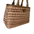 Prada Canapa Ecru Tan Woven Straw Tote Satchel Handbag 1BG155