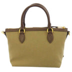 Prada Canvas Jacquard Logo Brown Leather Trim Small Satchel 1BA111