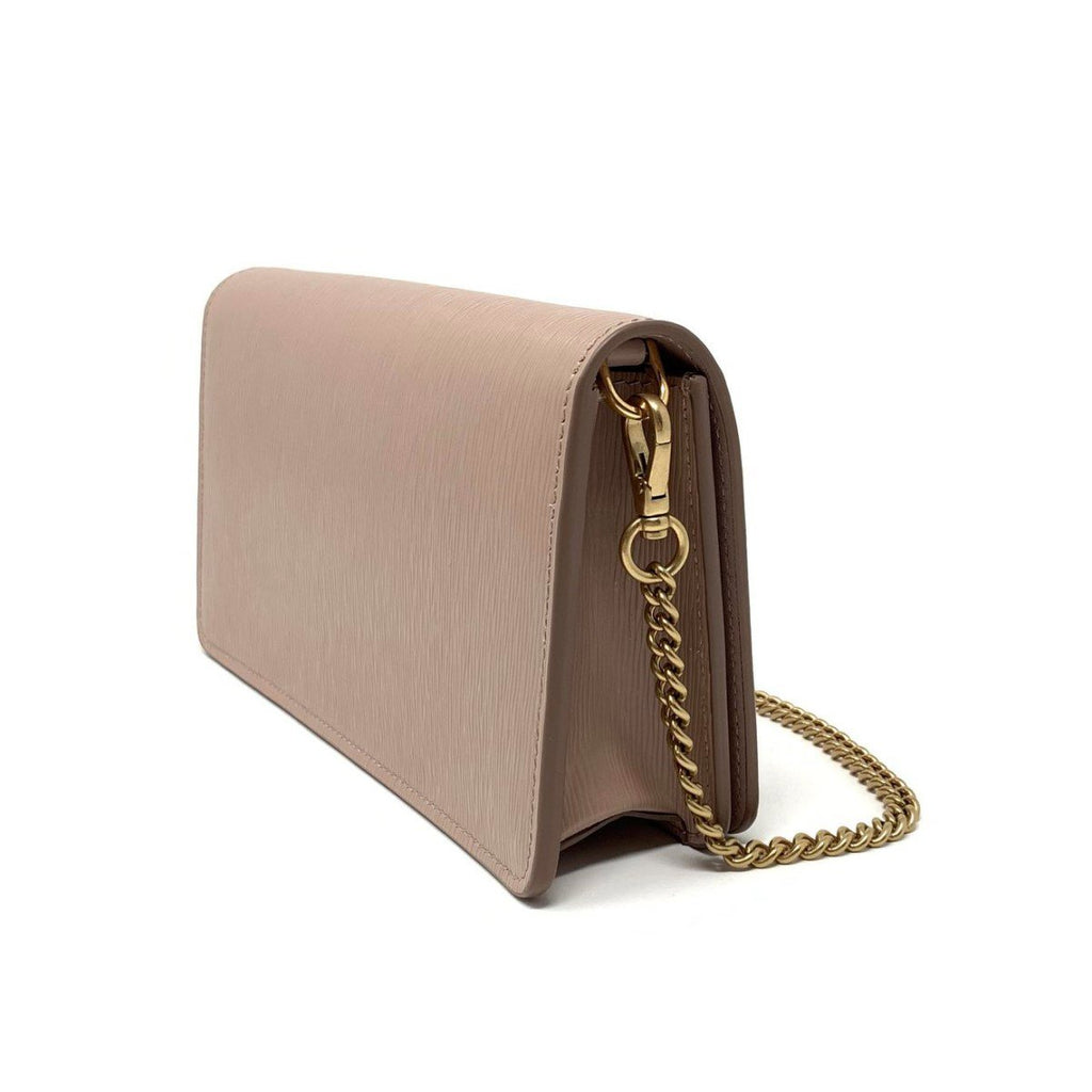 Prada Cipria Beige Vitello Move Leather Chain Wallet Crossbody 1BP021