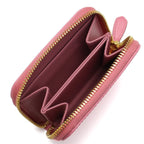 Prada Geranio Pink Vitello Move Leather Gold Zip Coin Wallet 1MM268