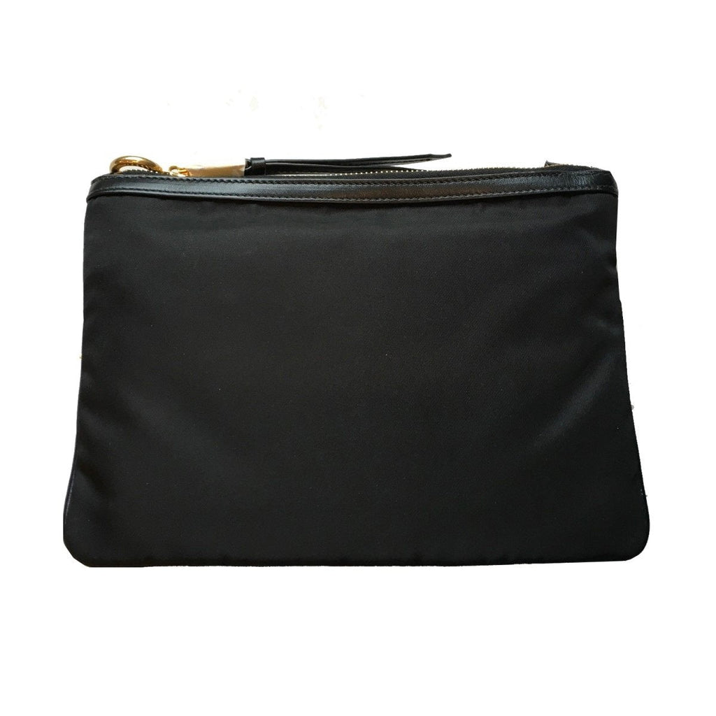 Prada Logo Tessuto Nylon Soft Calf Trim Black Cross Body Bag 1BH046
