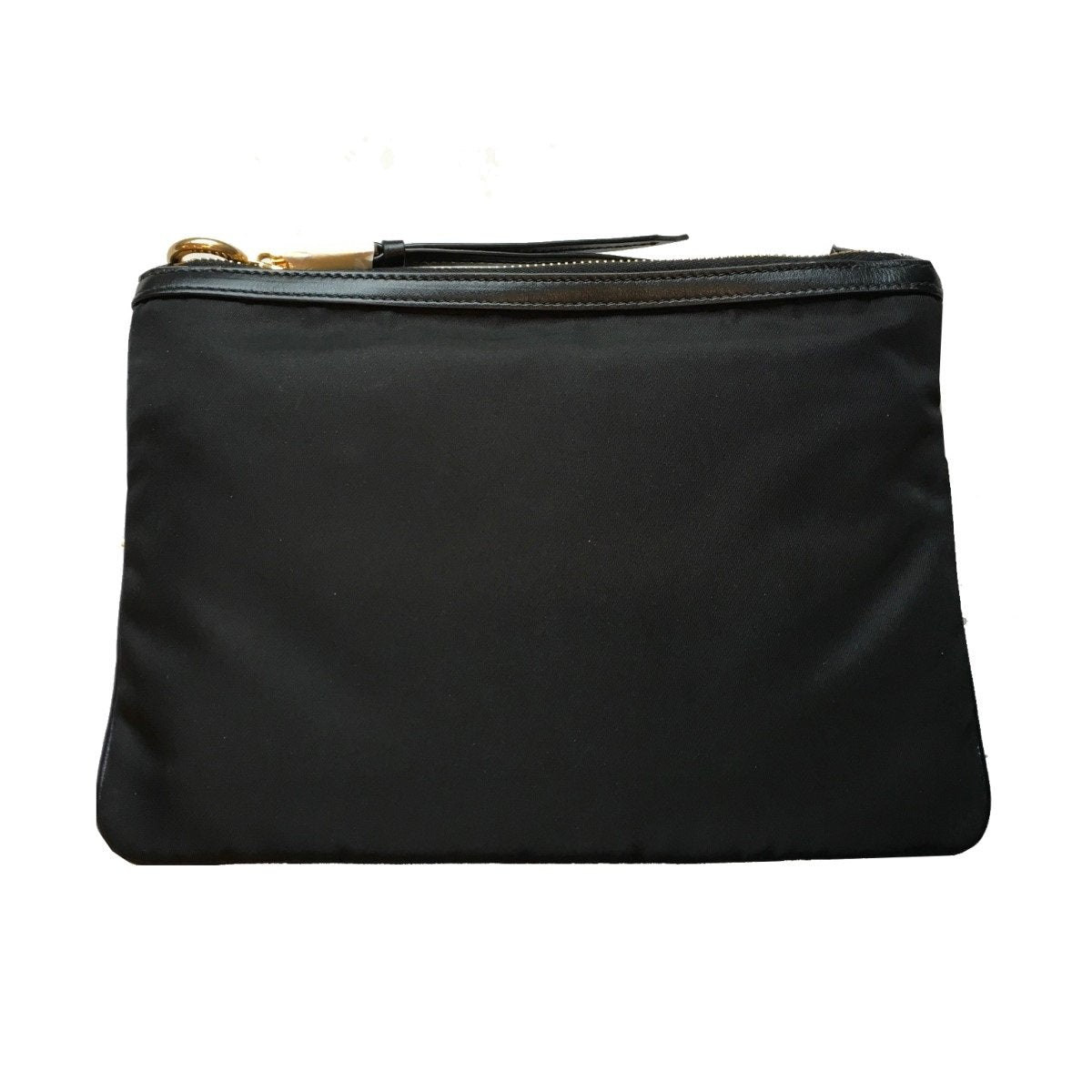 Prada Logo Tessuto Nylon Soft Calf Trim Black Cross Body Bag 1BH046